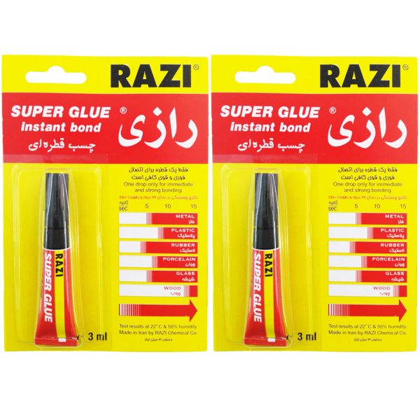 چسب قطره ای رازی مدل Super Glue حجم 3 میلی لیتر بسته 2 عددی